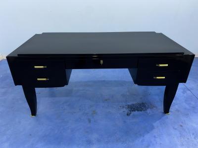 French Art Deco Black Lacquered Executive Desk 1930s