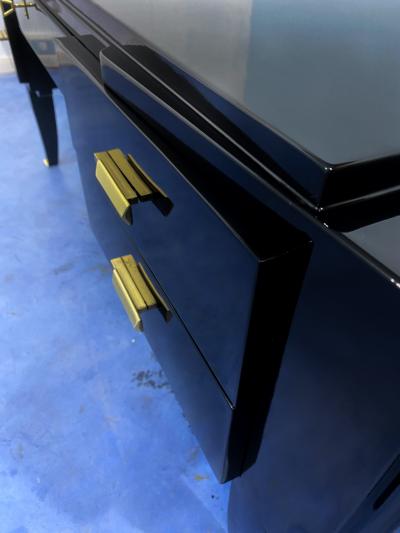 French Art Deco Black Lacquered Executive Desk 1930s