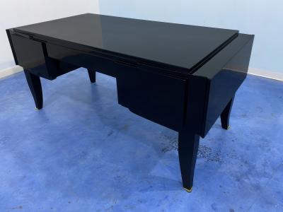 French Art Deco Black Lacquered Executive Desk 1930s