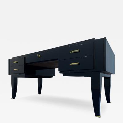 French Art Deco Black Lacquered Executive Desk 1930s
