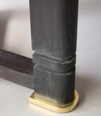 French Art Deco Blackened Wood and Etched Glass Gueridon