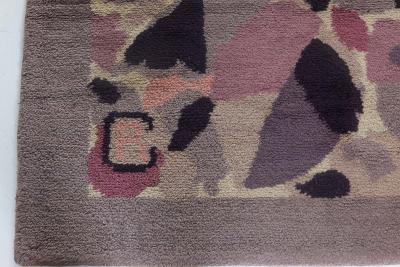 French Art Deco Botanic Handmade Wool Rug