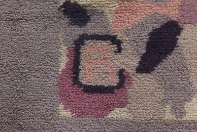 French Art Deco Botanic Handmade Wool Rug