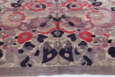 French Art Deco Botanic Handmade Wool Rug