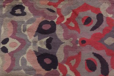 French Art Deco Botanic Handmade Wool Rug