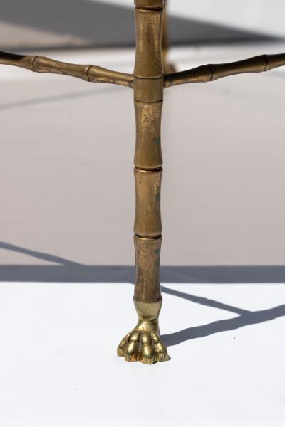 French Art Deco Brass and Mirror Coffee Table Attributed to Maison Bagu s 