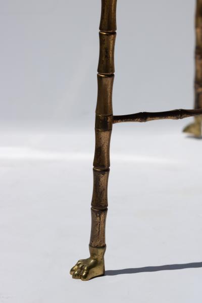 French Art Deco Brass and Mirror Coffee Table Attributed to Maison Bagu s 