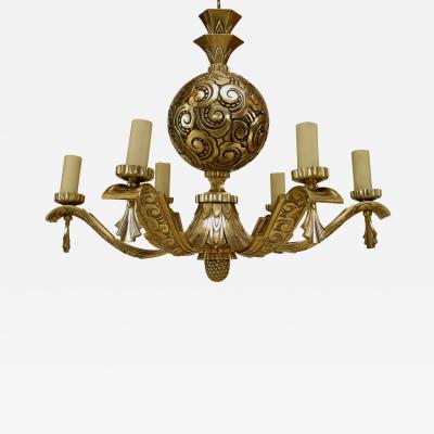 French Art Deco Bronze Chandelier