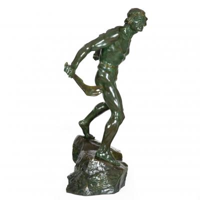 French Art Deco Bronze Sculpture of a Warrior by Ernest Diosi circa 1940