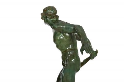 French Art Deco Bronze Sculpture of a Warrior by Ernest Diosi circa 1940