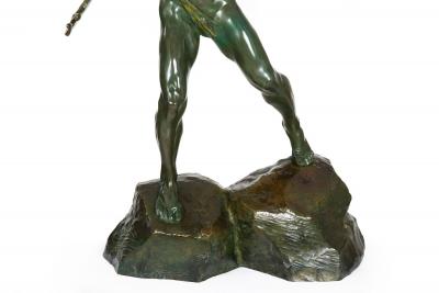 French Art Deco Bronze Sculpture of a Warrior by Ernest Diosi circa 1940