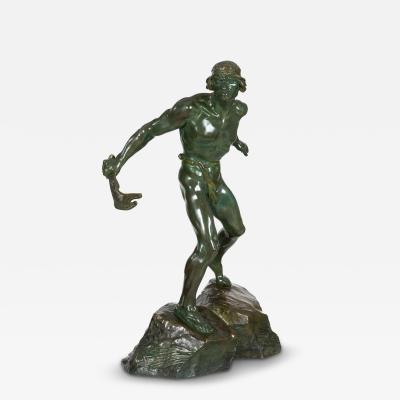 French Art Deco Bronze Sculpture of a Warrior by Ernest Diosi circa 1940