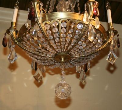 French Art Deco Bronze and Crystal 10 Light Chandelier