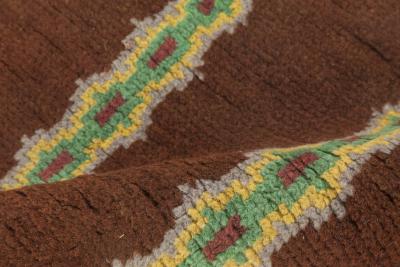 French Art Deco Brown Green Yellow Blue Lilac Handmade Wool Rug