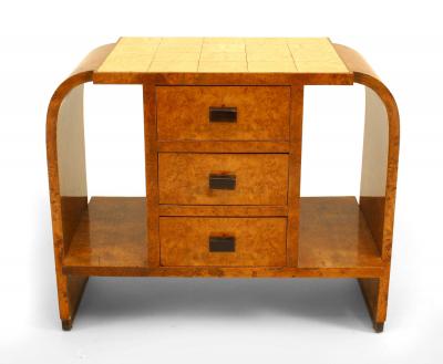 French Art Deco Burl Maple End Table