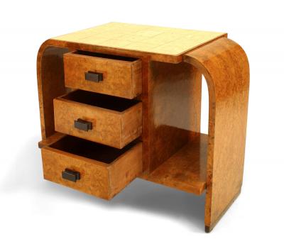 French Art Deco Burl Maple End Table