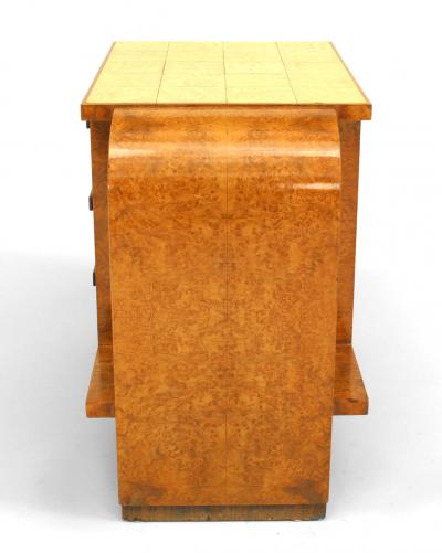 French Art Deco Burl Maple End Table