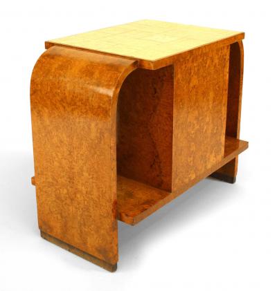 French Art Deco Burl Maple End Table