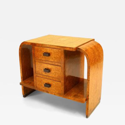 French Art Deco Burl Maple End Table