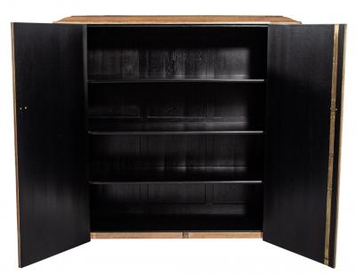 French Art Deco Burled Walnut Armoire Cabinet