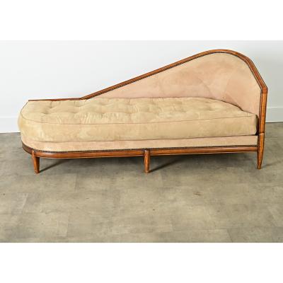 French Art Deco Carved Walnut Chaise