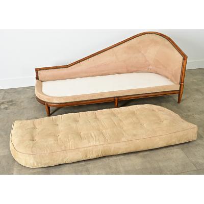 French Art Deco Carved Walnut Chaise