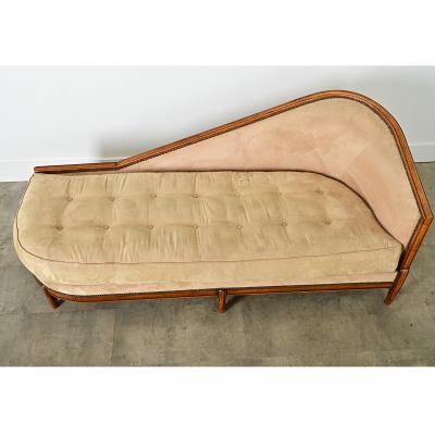 French Art Deco Carved Walnut Chaise