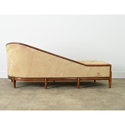 French Art Deco Carved Walnut Chaise