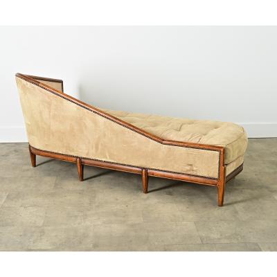French Art Deco Carved Walnut Chaise