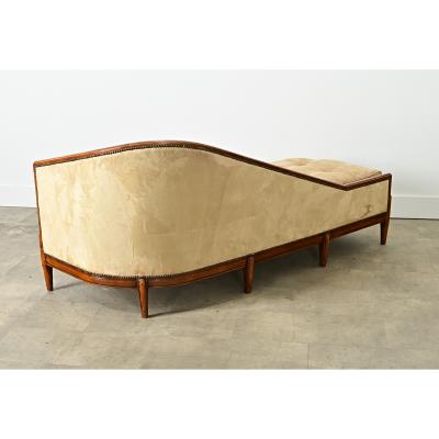 French Art Deco Carved Walnut Chaise