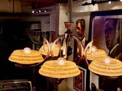 French Art Deco Chandelier with Original Glass Shades