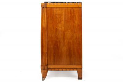 French Art Deco Cherry Nickel and Marble Sideboard Credenza Cabinet