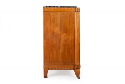 French Art Deco Cherry Nickel and Marble Sideboard Credenza Cabinet