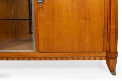 French Art Deco Cherry Nickel and Marble Sideboard Credenza Cabinet