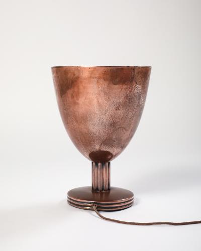French Art Deco Copper Chalice Form Table Lamp circa 1930