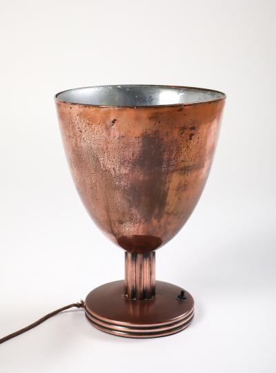 French Art Deco Copper Chalice Form Table Lamp circa 1930