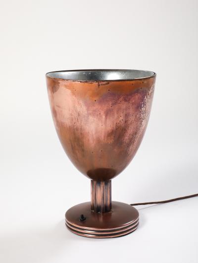 French Art Deco Copper Chalice Form Table Lamp circa 1930