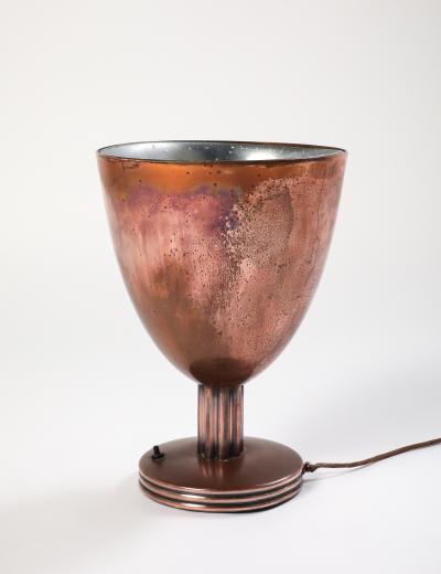 French Art Deco Copper Chalice Form Table Lamp circa 1930