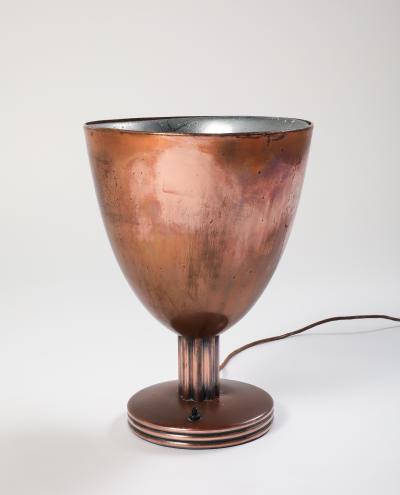 French Art Deco Copper Chalice Form Table Lamp circa 1930
