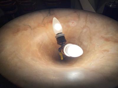 French Art Deco Custom Floor Lamp Iron Alabaster Torchiere