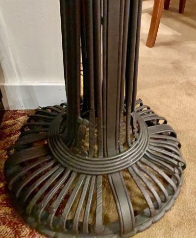 French Art Deco Custom Floor Lamp Iron Alabaster Torchiere