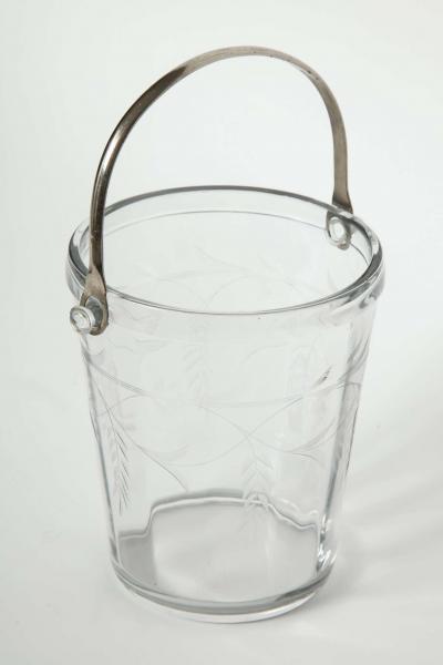 French Art Deco Etched Glass Ice Pail