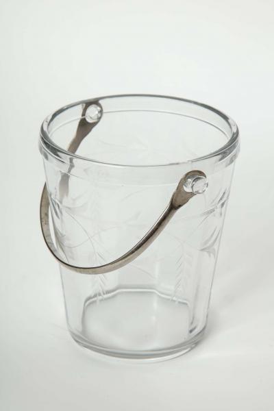 French Art Deco Etched Glass Ice Pail