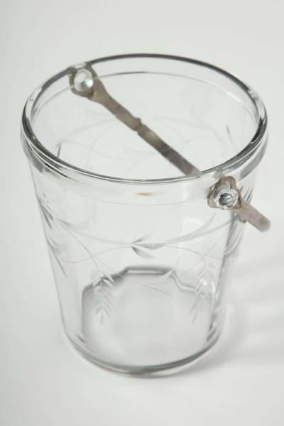 French Art Deco Etched Glass Ice Pail
