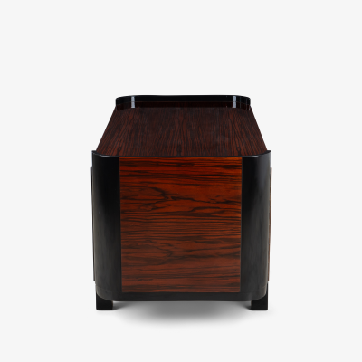 French Art Deco Executive Desk in High Gloss Macassar Ebony and Brass