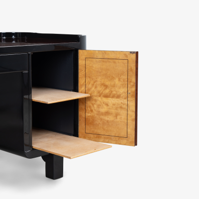 French Art Deco Executive Desk in High Gloss Macassar Ebony and Brass