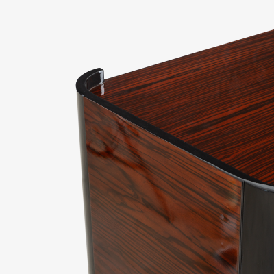 French Art Deco Executive Desk in High Gloss Macassar Ebony and Brass