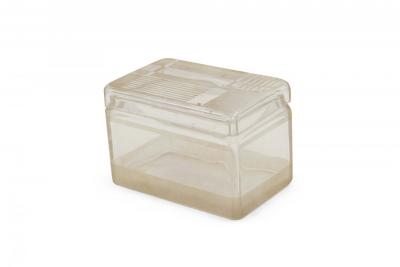 French Art Deco Frosted Geometric Design Lidded Glass Box