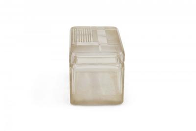 French Art Deco Frosted Geometric Design Lidded Glass Box