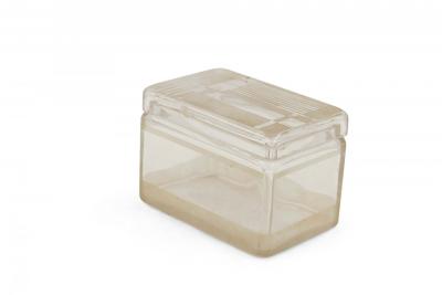 French Art Deco Frosted Geometric Design Lidded Glass Box
